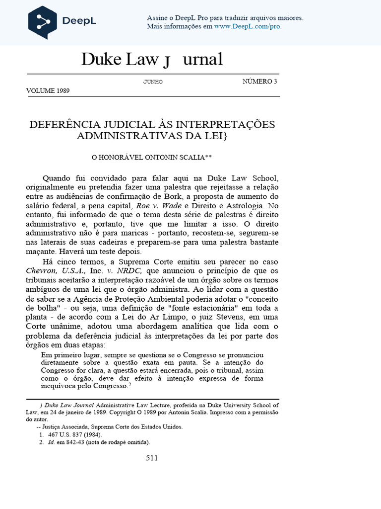 Deferência Judicial em Interpretações Administrativas | PDF | Intenção ...