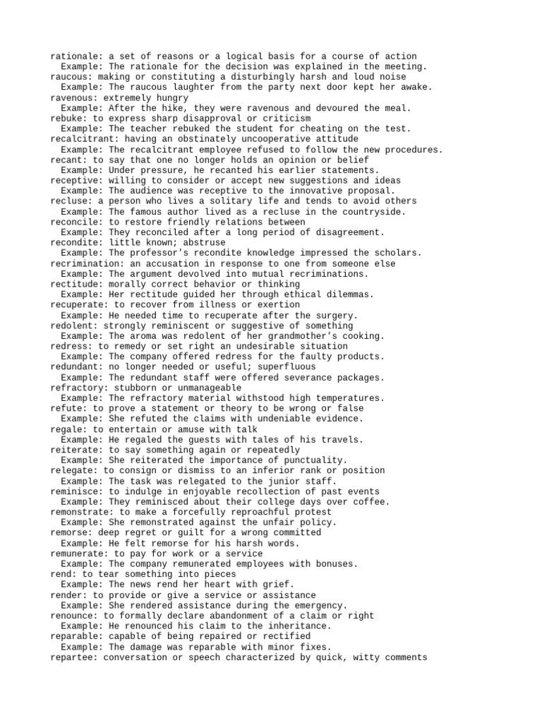Vocabulary Definitions and Examples | PDF
