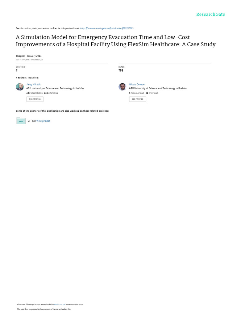 Hospital Emergency Evacuation Simulation | PDF | System | Simulation