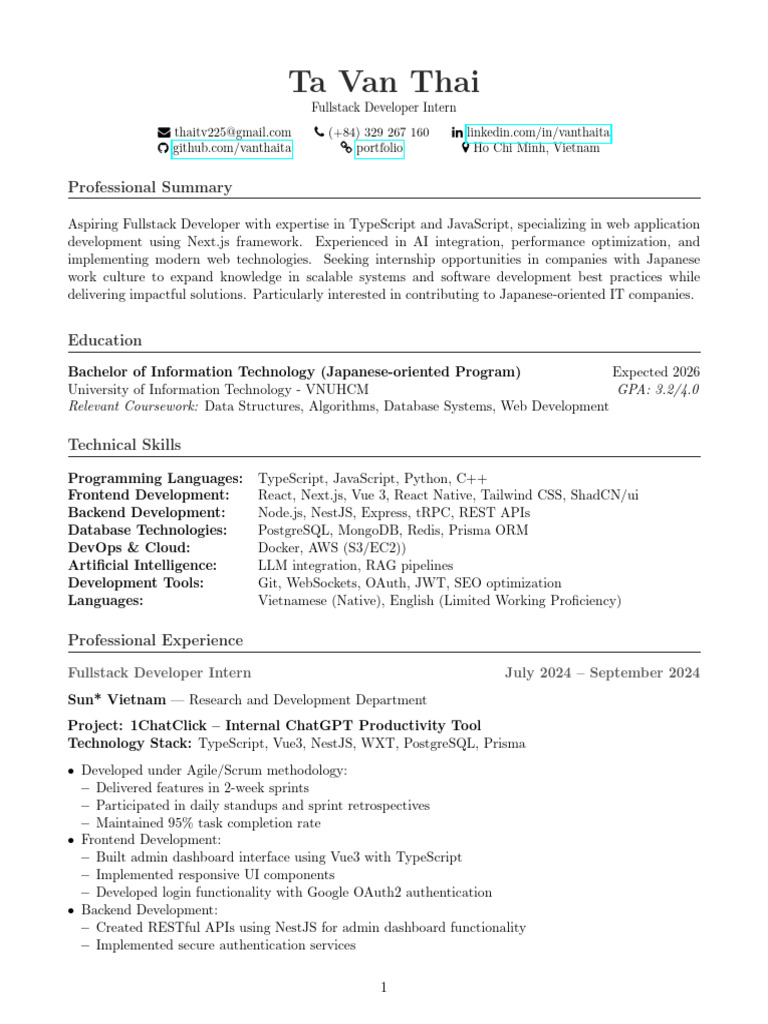 TypeScript Fullstack Developer CV | PDF | Search Engine Optimization ...