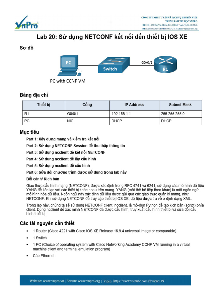 Lab Sử Dụng Netconf Kết Nối Đến Thiết Bị Ios Xe | PDF