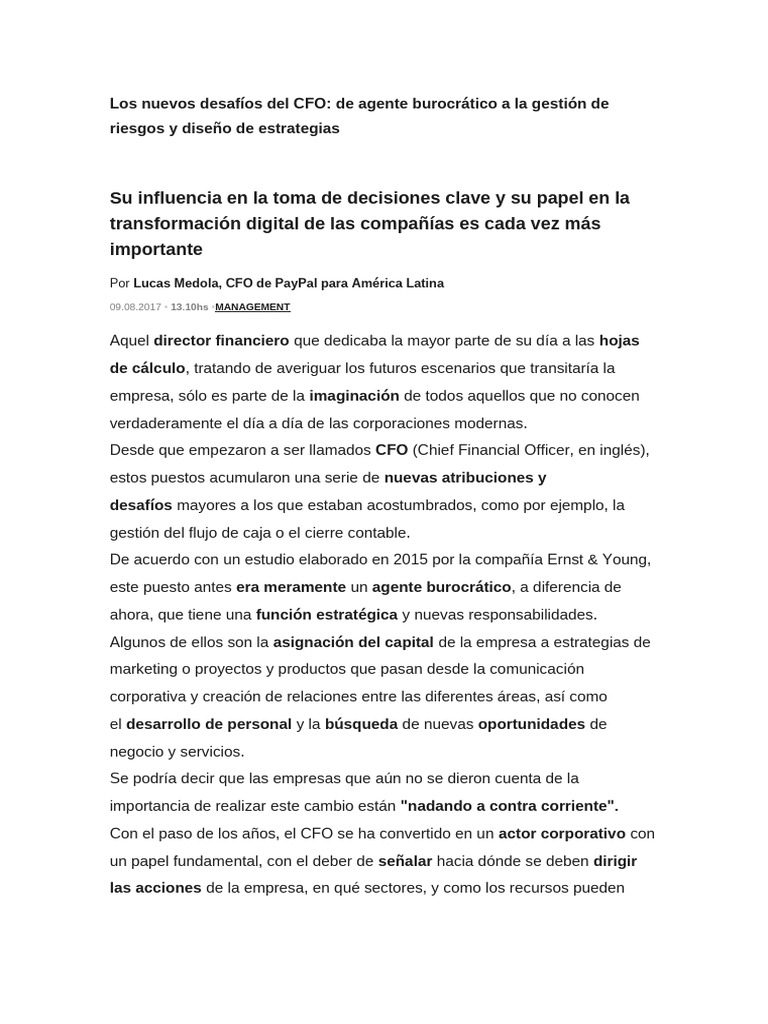 Los Nuevos Desafíos Del CFO | PDF | Business | Millennials