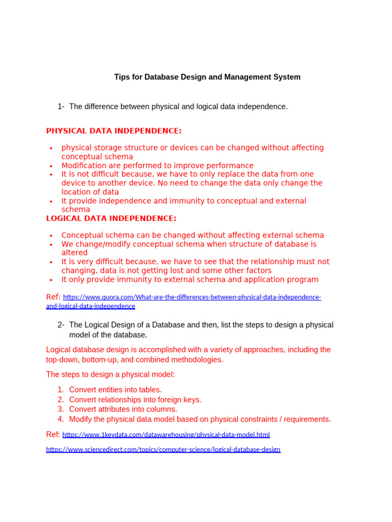 Tips For Database Design and Management System1 | PDF | Databases ...