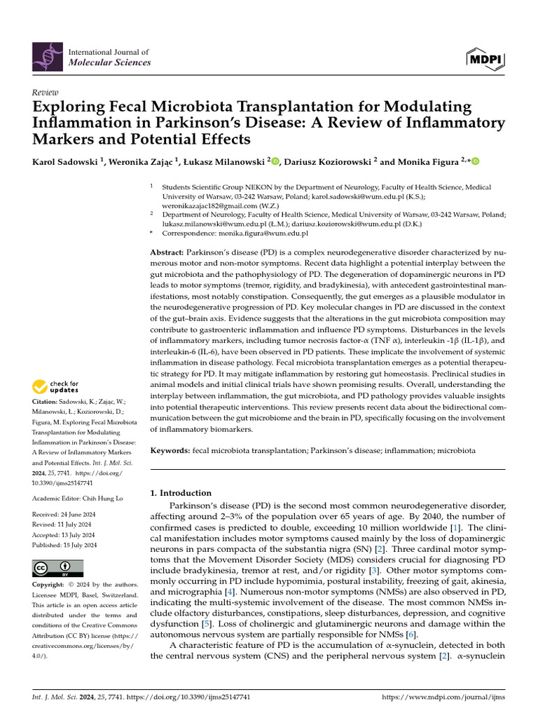 Exploring Fecal Microbiota Transplantation For Mod | PDF | Interleukin ...