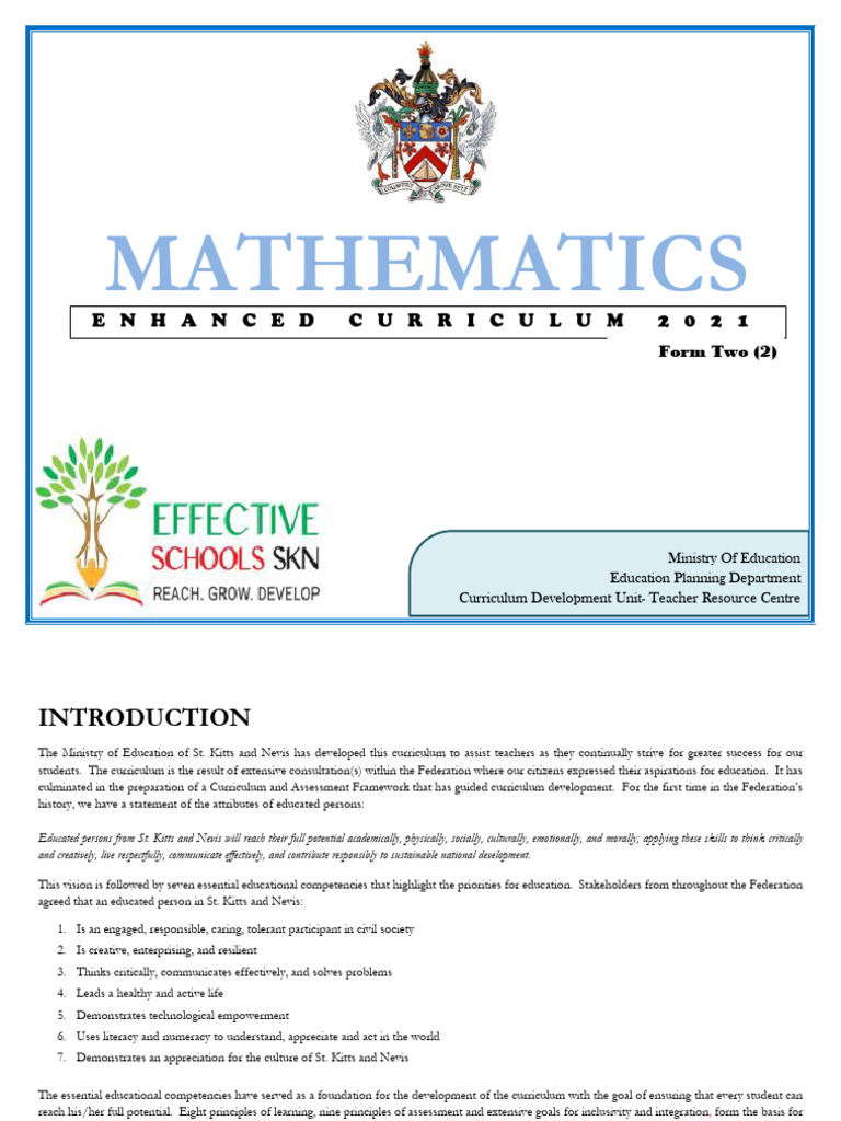 Enhanced Curriculum Mathematics - Form Two (2) V1 | PDF | Algebra ...