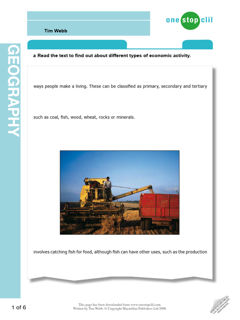 Primary Secondary and Tertiary Economic Activities | PDF | Agriculture ...