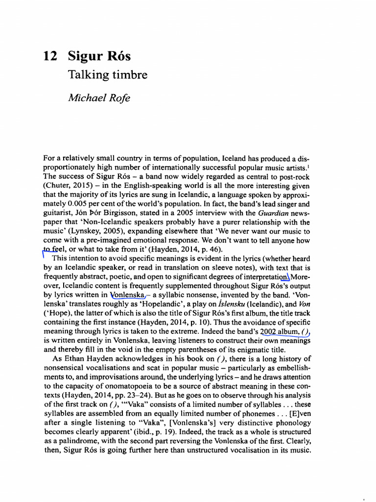 Rofe - Sigur Rós - Talking Timbre | PDF
