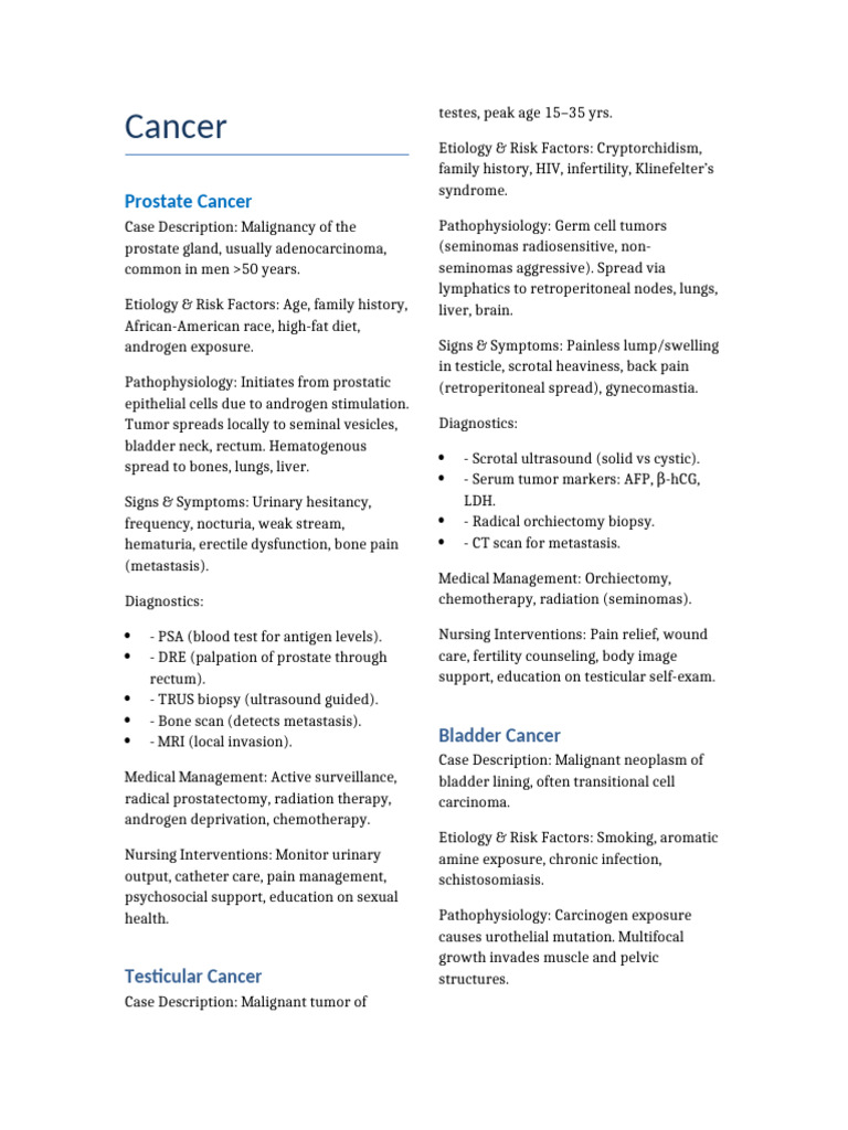 Comprehensive Cancer Overview and Management | PDF | Cancer | Lung Cancer