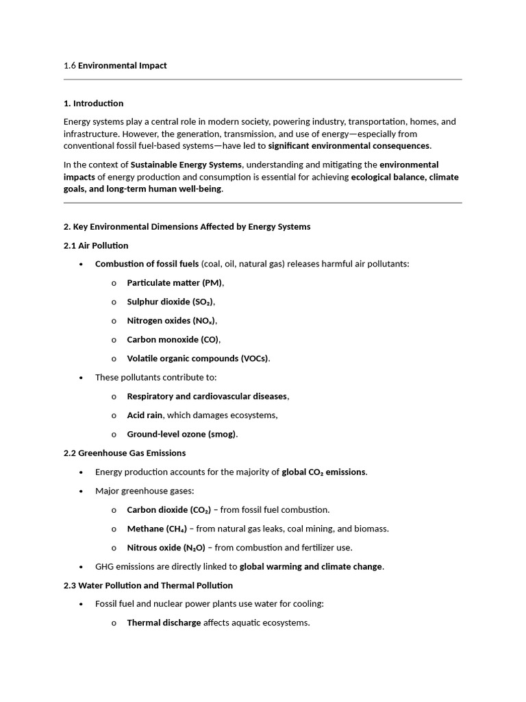 Energy Systems and Environmental Impact | PDF | Life Cycle Assessment ...