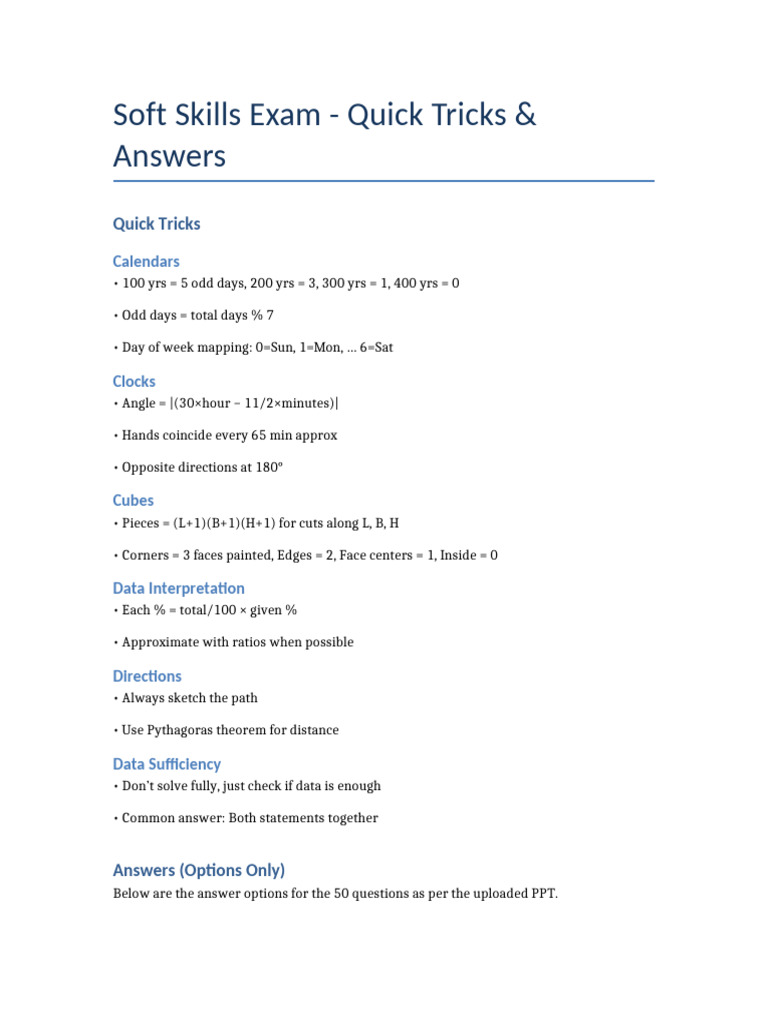 Soft Skills Exam Tips & Answers | PDF