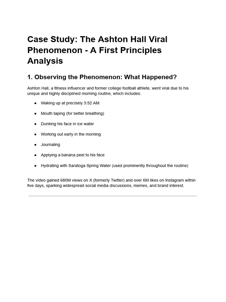 Case Study The Ashton Hall Viral Phenomenon A First Principles