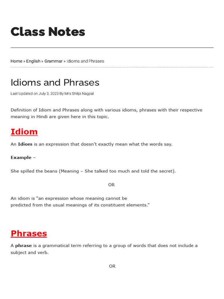 Understanding English Idioms and Phrases | PDF | Phrase | Idiom