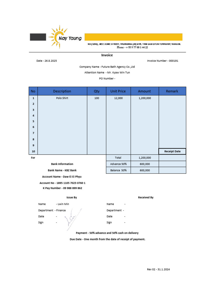 No Description Qty Unit Price Amount Remark: Invoice | PDF