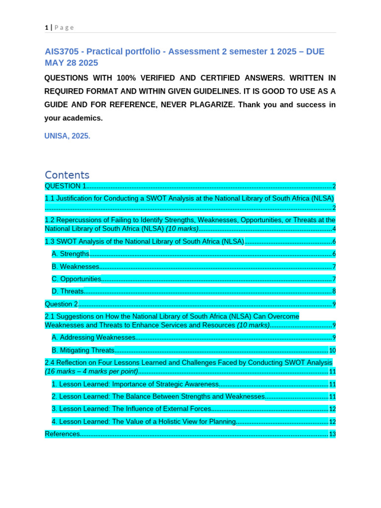 SWOT Analysis for National Library NLSA | PDF | Swot Analysis | Libraries