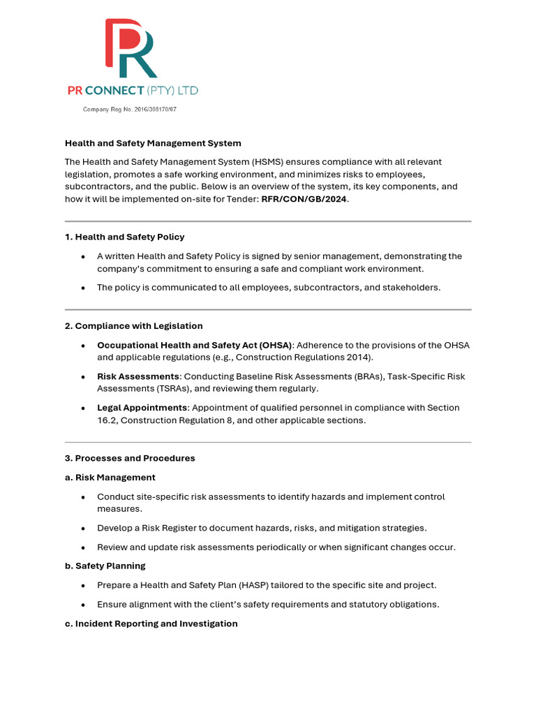 Health and Safety Management Overview | PDF | Occupational Safety And ...