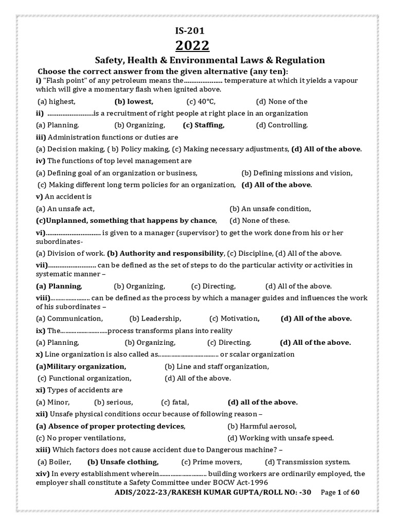 Safety and Environmental Regulations Quiz | PDF | Sustainability