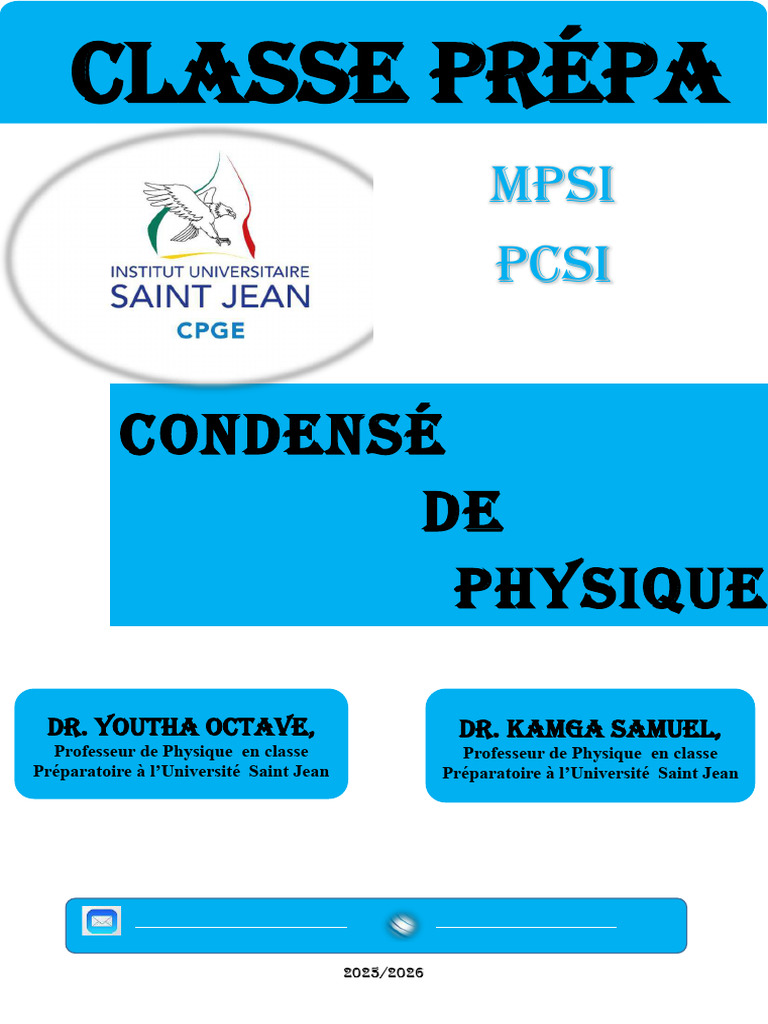Condensé de Physique MP PC | PDF | Tension électrique | Physique