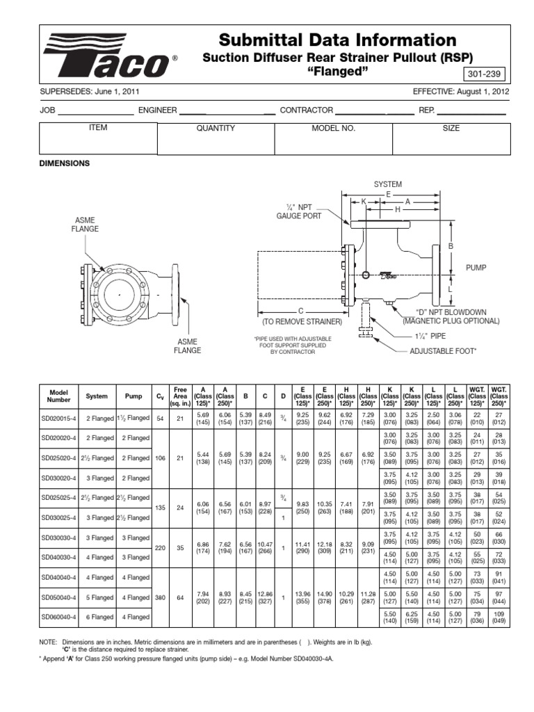 Suction Diffuser Specifications Guide | PDF | Mechanical Engineering ...