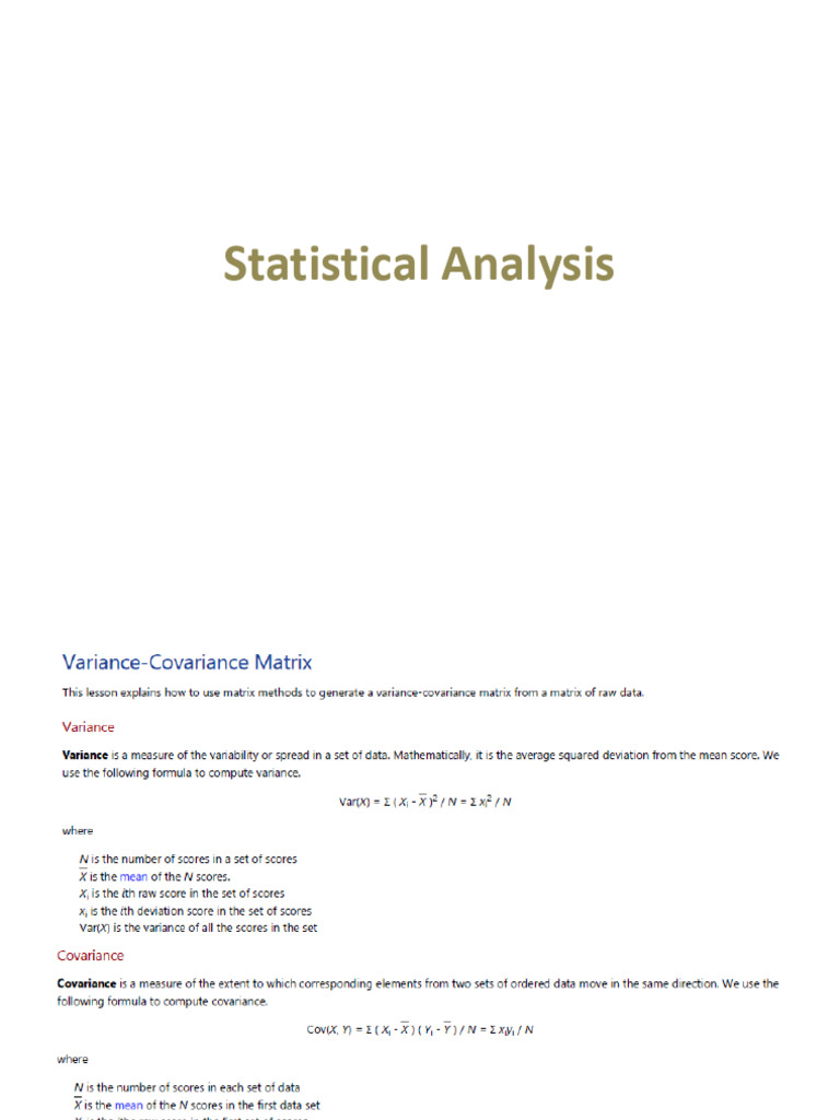 Statisical Analysis Notes 5 | PDF