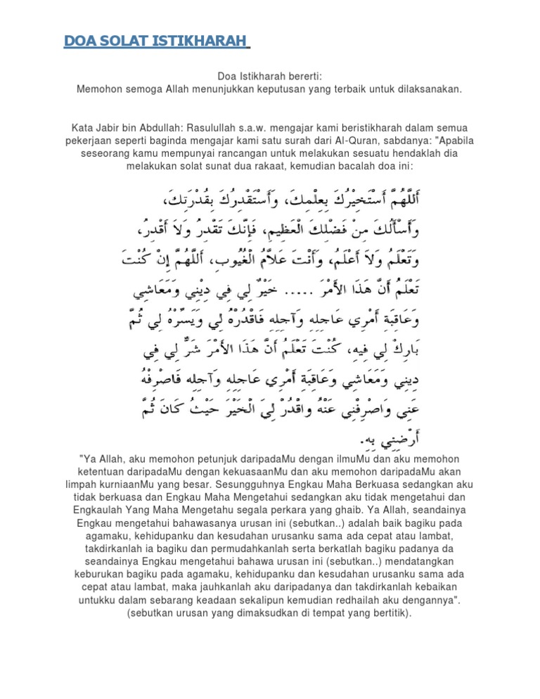 Doa Solat Istikharah Pdf