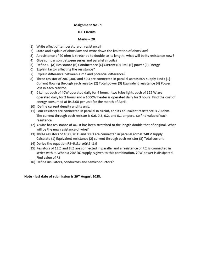 Assignment No 1 (DC Circuits) | PDF
