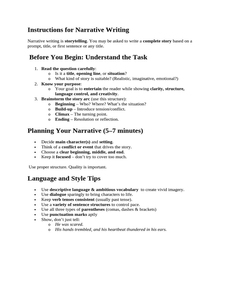 Narrative Writing Guidelines | PDF | Narrative | Writing