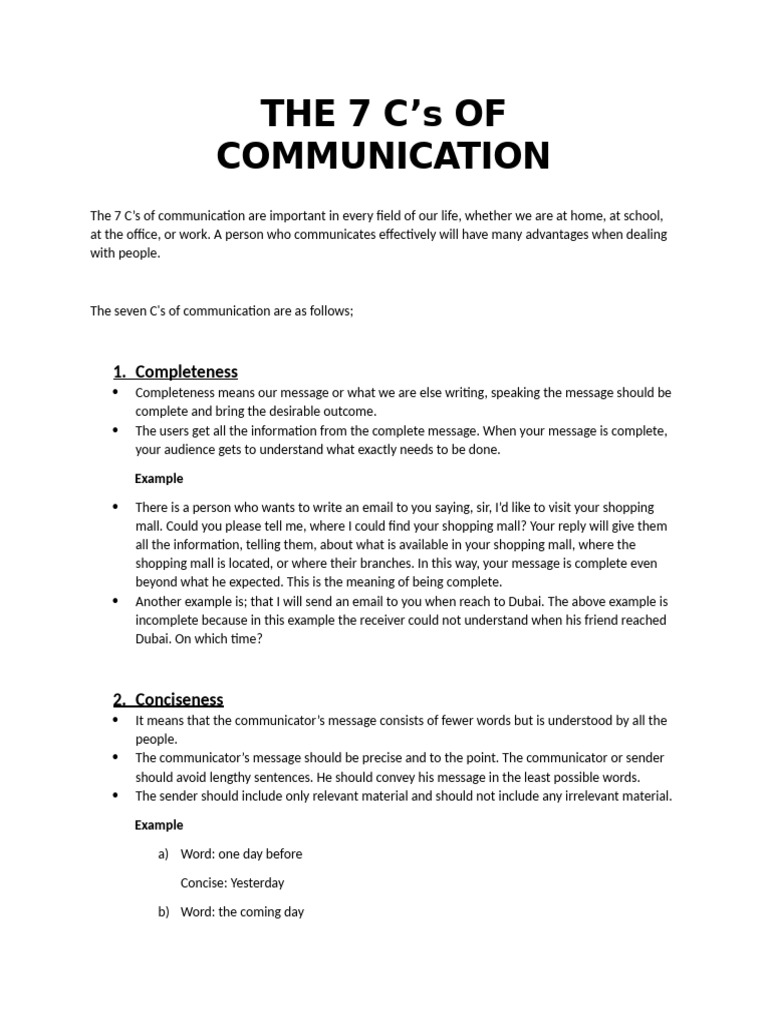 Mastering the 7 C's of Communication | PDF | Communication | Grammar
