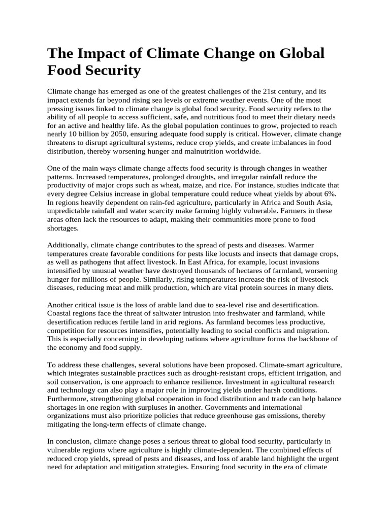 Climate Change and Food Security Risks | PDF | Food Security | Agriculture