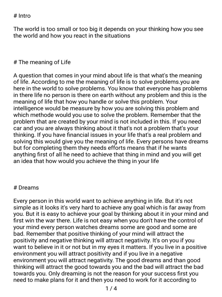 Meaning of Life: Problem Solving Insights | PDF | Thought | Mind