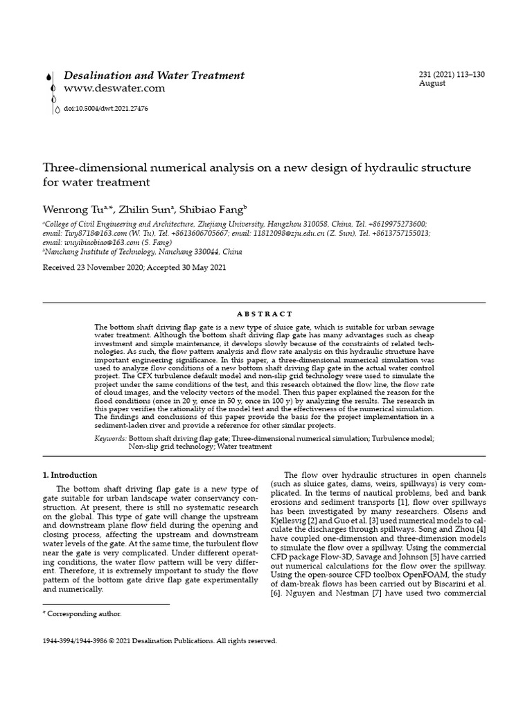 3D Analysis of Hydraulic Structure Design | PDF | Computational Fluid ...
