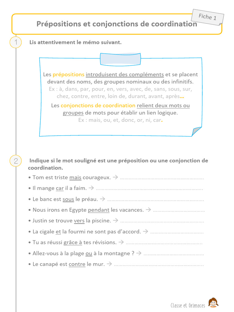 Prépositions et Conjonctions en Français | PDF | Syntaxe | Unités ...