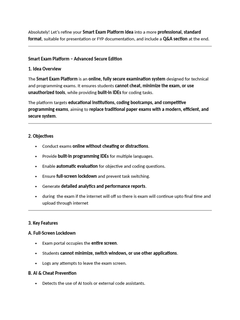 Smart Exam Platform: Secure Online Testing | PDF | Integrated ...
