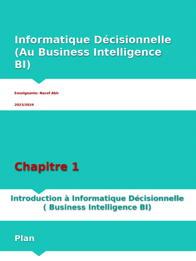 Introduction à l'Informatique Décisionnelle | PDF | Entrepôt de données ...