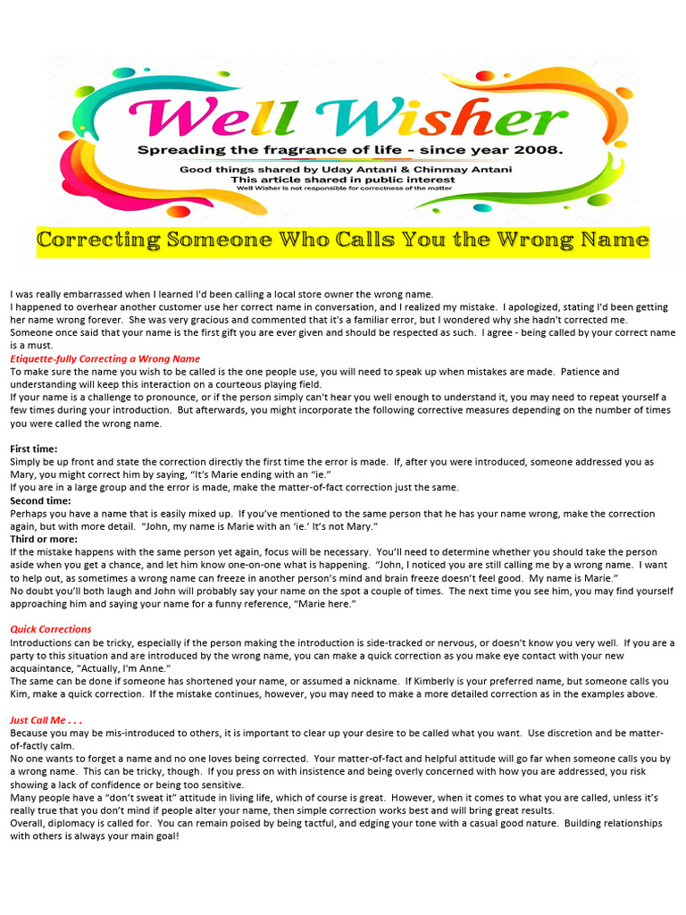 Politely Correcting Your Name | PDF