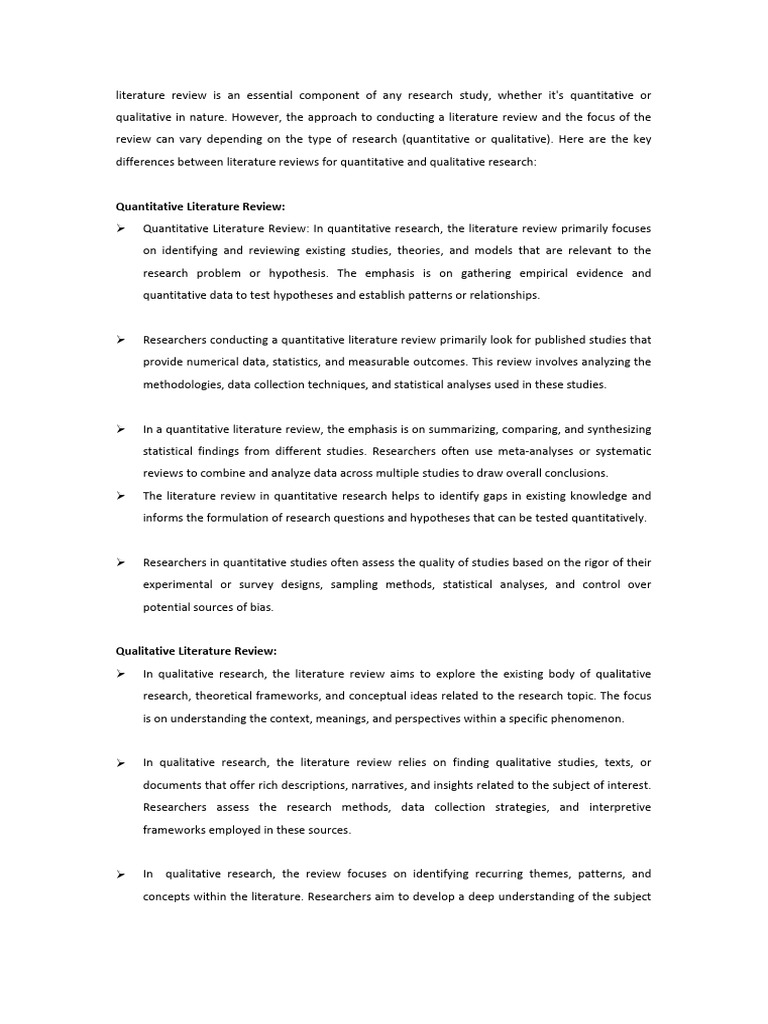 Quantitative vs. Qualitative Literature Reviews | PDF | Quantitative ...