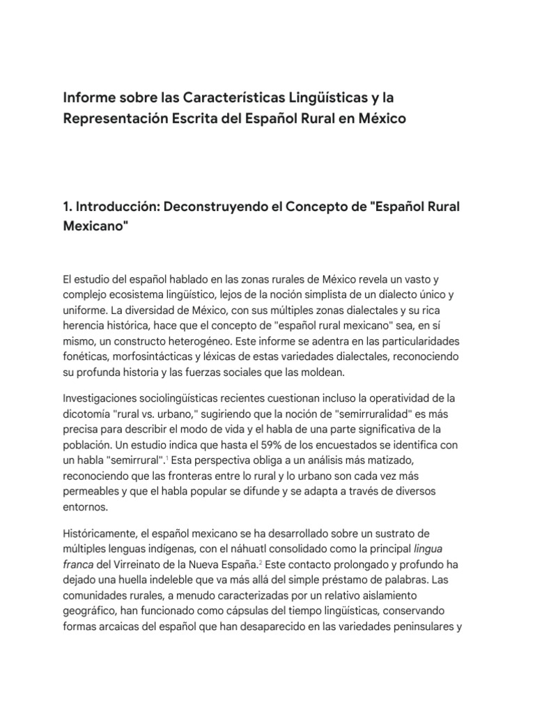 Características del Español Rural Mexicano | PDF | Lengua española ...