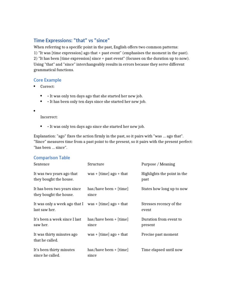That Vs Since Examples | PDF