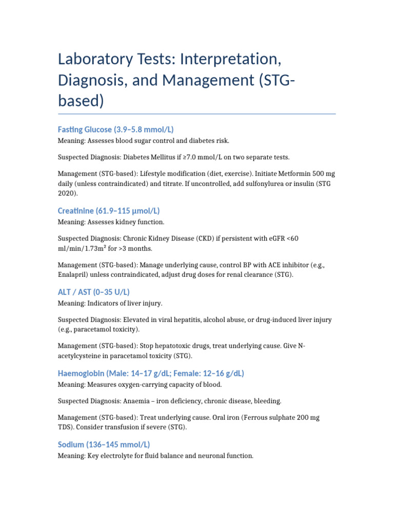 Lab Results Interpretation STG Extended | PDF | Diabetes | Gout