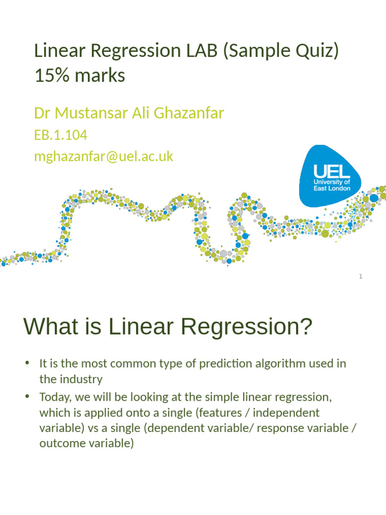 Linear Regression Lab Quiz Guide | PDF