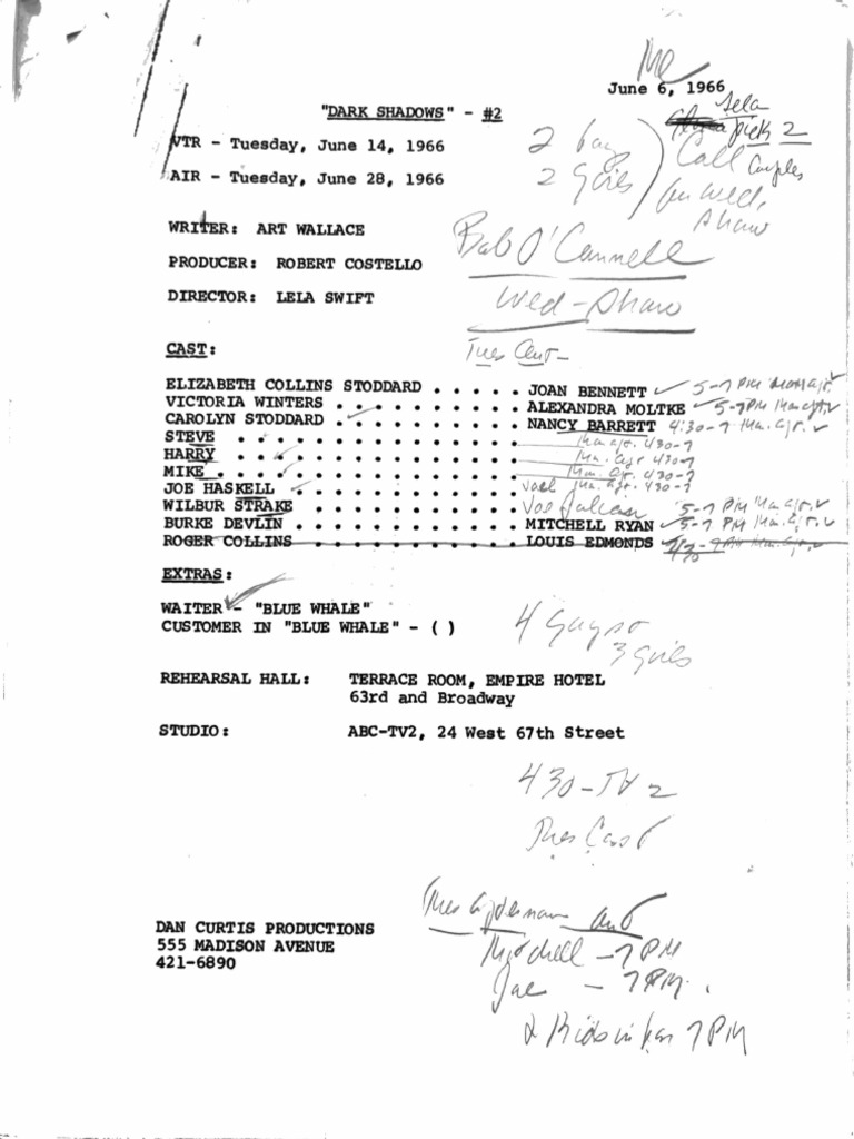 Dark Shadows Episode Guide: June 1966 | PDF
