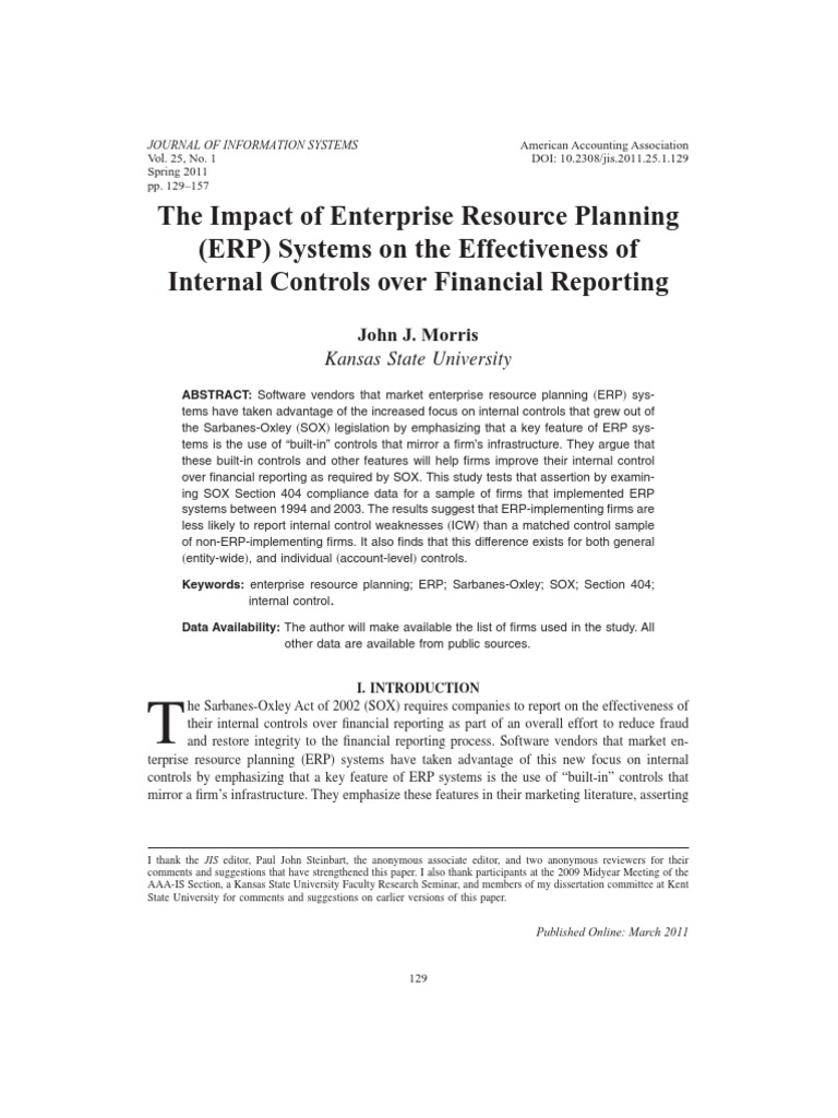 The Impact of Enterprise Resource Planning 1 | PDF