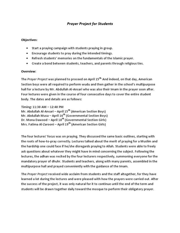 Prayer Project For Students | PDF