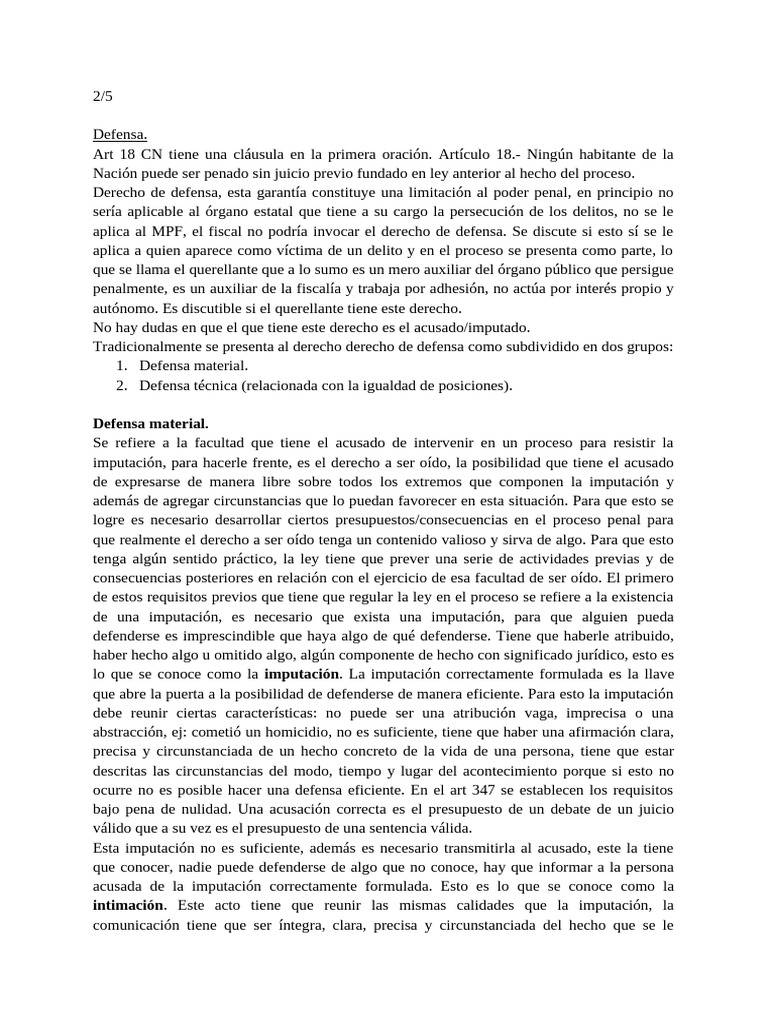 Derecho de Defensa en el Proceso Penal | PDF | Sentencia (ley) | Juez