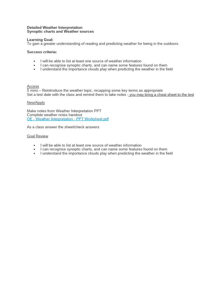 Weather Interpretation for Outdoor Activities | PDF