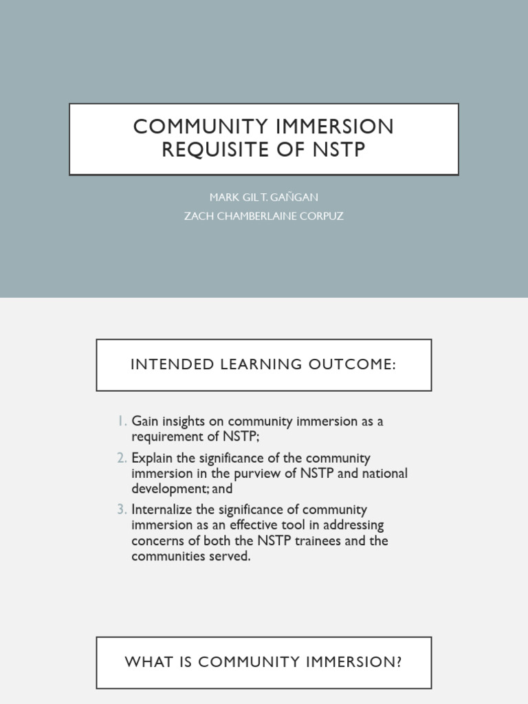 Community Immersion in NSTP Explained | PDF | Community | Value (Ethics)