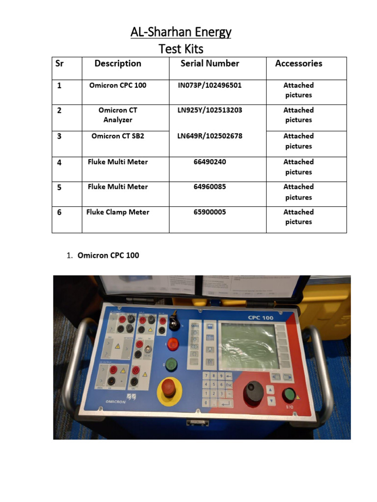 AL-Sharhan Energy Test Kits List | PDF