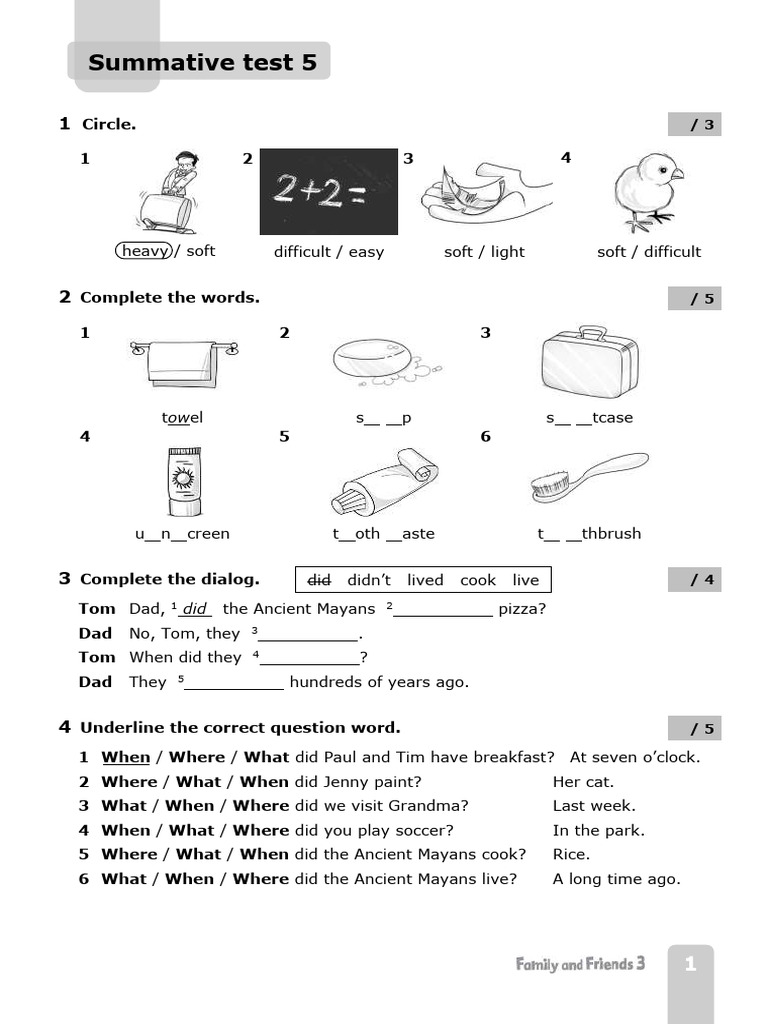 Summative Test 5: Language Skills Assessment | PDF