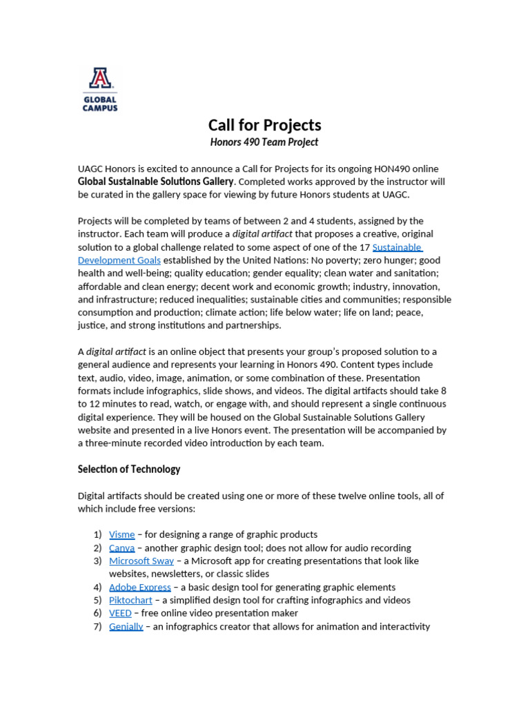 UAGC Honors Global Solutions Project | PDF | Sustainability | Editing