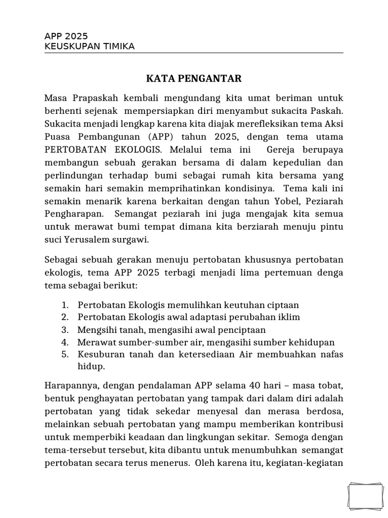 Pertobatan Ekologis APP 2025 Timika | PDF