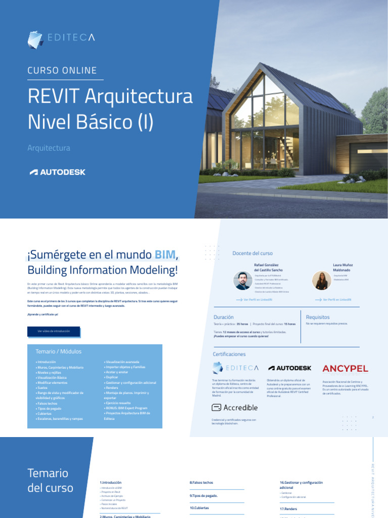 Curso Online Revit Arquitectura Básico | PDF | Autodesk Revit | Arquitecto